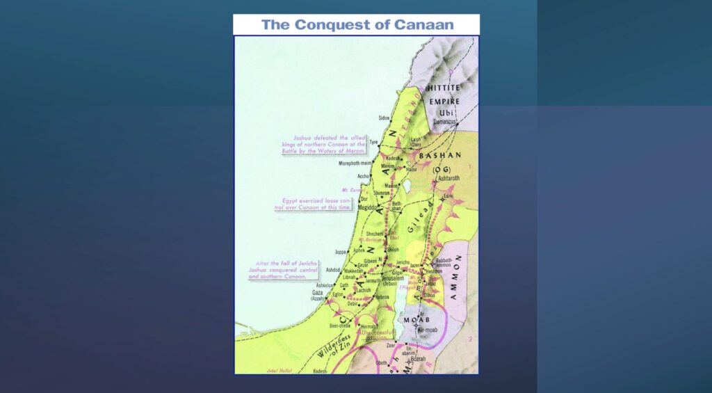 Map illustrating the Israelites' Conquest of Canaan after the Exodus from Egypt